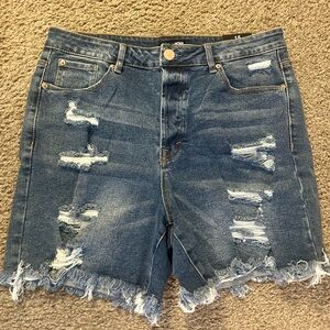 Distressed Denim Jean Bermuda Shorts